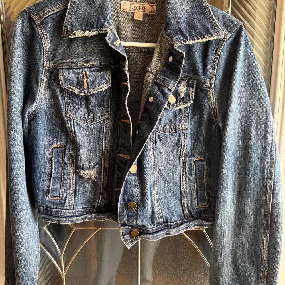Decree Distressed Medium Blue Denim Jacket